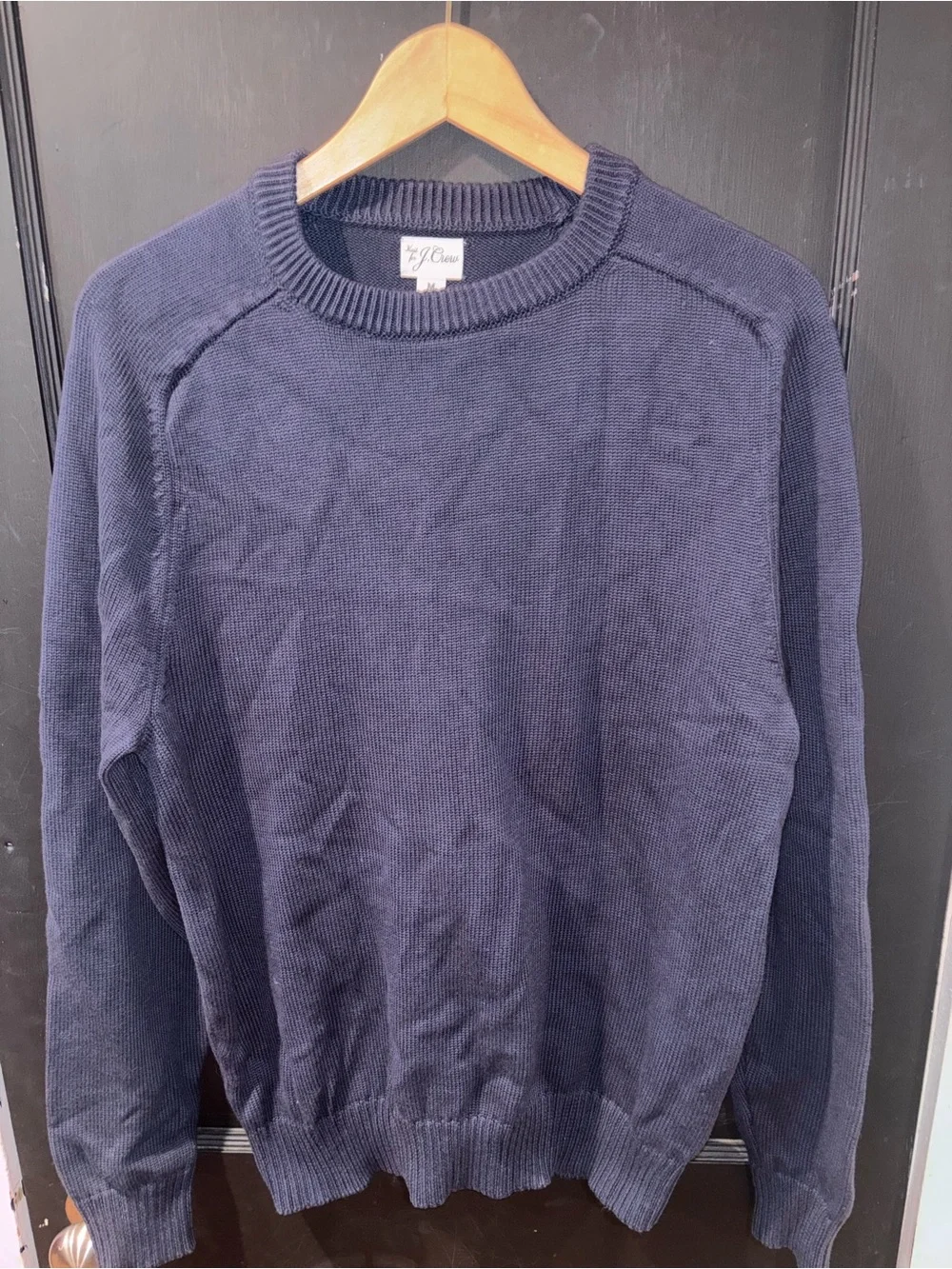 Knit for J.Crew Navy 100% Cotton Crewneck Sweater Size Medium